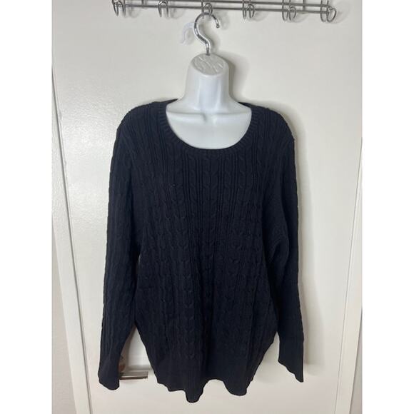 St. John's Bay Women's Cable Knit Crew Neck Sweater Black ~ Size 3X - Picture 1 of 6